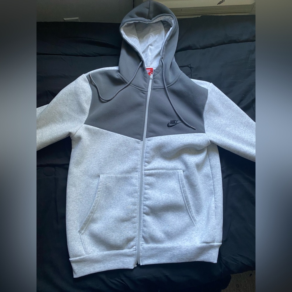 Grey and Dark grey Nike zip up sweater
